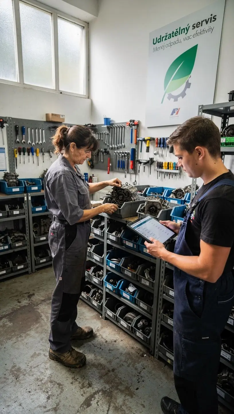 Technik optimalizuje výkon motora pomocou diagnostického softvéru v profesionálnom servise.